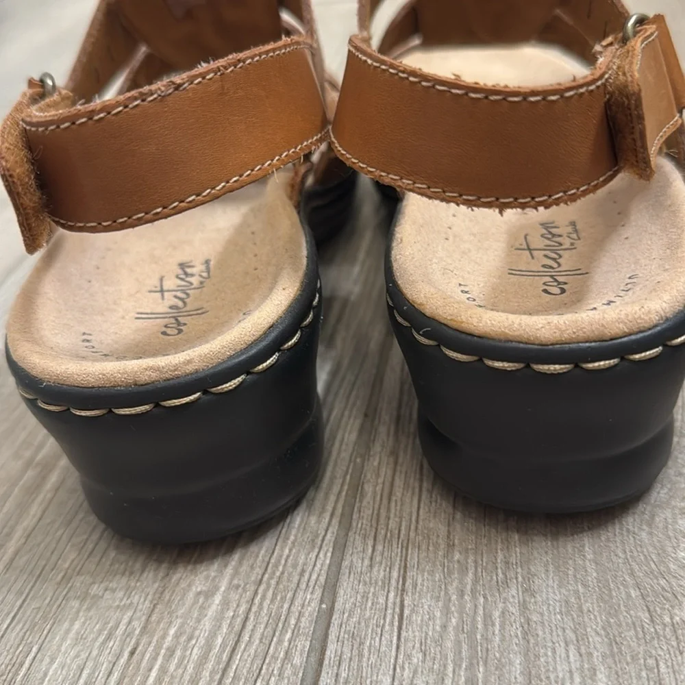 Clarks Lexi Qwin Brown Leather Slingback Sandals Shoes Size 8 Wide - Picture 10 of 15